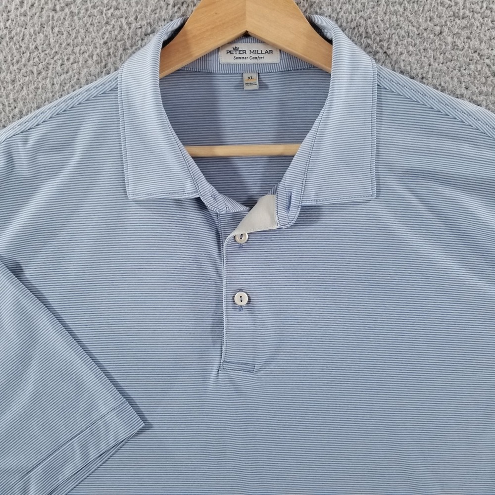 Peter Millar Polo Shirt Mens XL Blue Summer Comfort Performance Stretch Golf